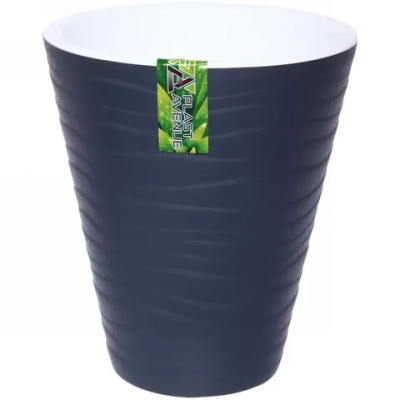 Кашпо для цветов пластиковое 2,8л d-17см «Валенсия» со вставкой антрацит
