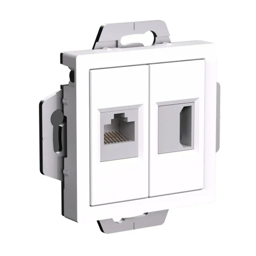 Atlas Desing Розетка двойная HDMI+RJ45, кат. 5е, механизм, Белый