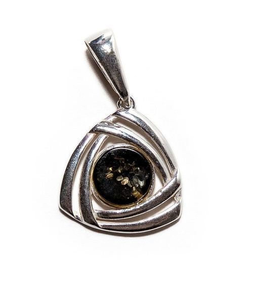 Кулон с натуральный цельным янтарем зеленого цвета. Калининградский янтарь кулон