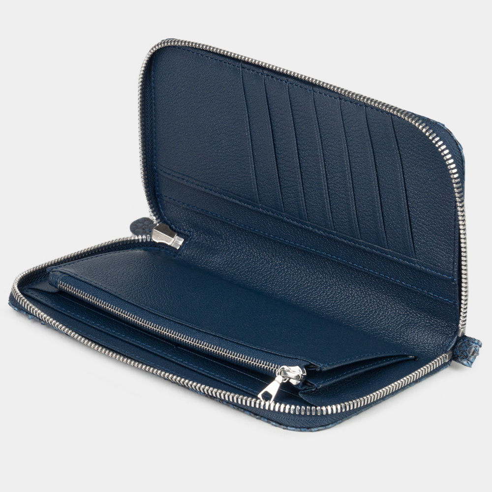 Кошелек Marquise из кожи питона и козы, синего цвета