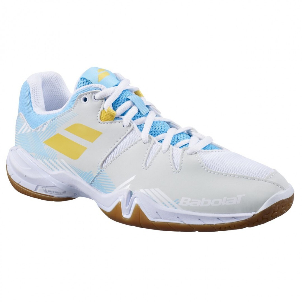 Женские кроссовки для бадминтона/сквоша Babolat Shadow Spirit - white/light blue