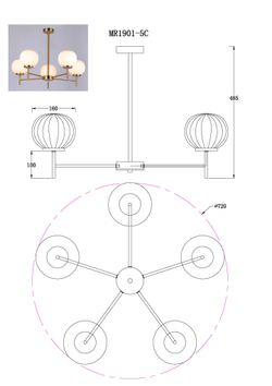 Потолочная люстра на штанге MyFar Eliza MR1901-5C