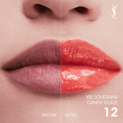 Yves Saint Laurent Loveshine Candy Glaze - Увлажняющий блеск для губ для женщин 12 Coral Excitement, 3 g