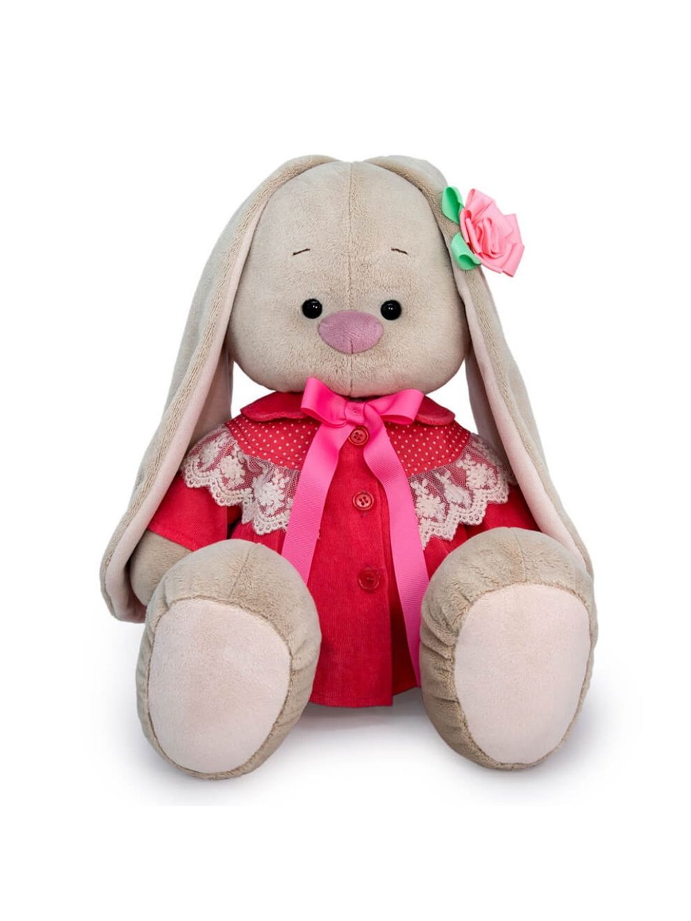 Мягкая игрушка Зайка Ми большой в коралловом пальто (34 см)