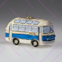 Фарфоровая ёлочная игрушка Экскурсионный Автобус