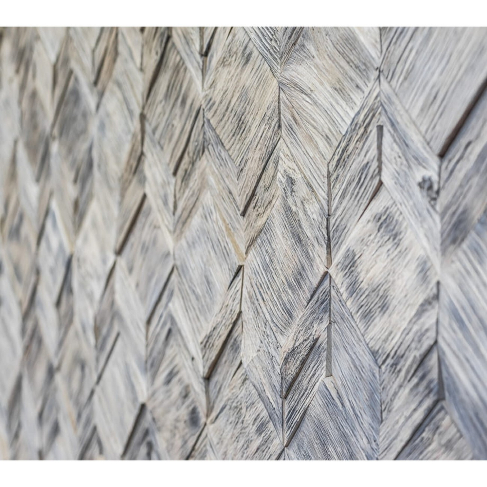 Деревянная мозаика для стен Wood Mosaic Вира белая