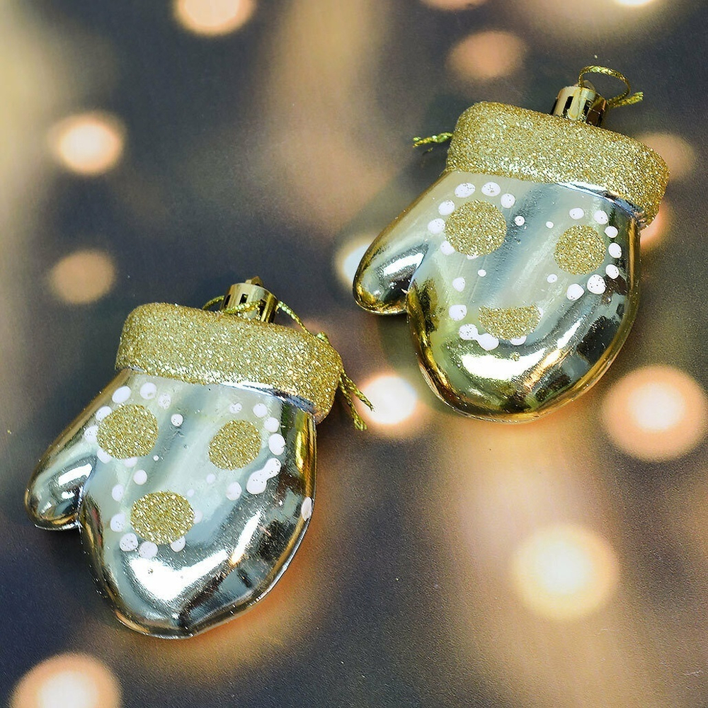 Елочные игрушки 2шт 8см "Рукавички"