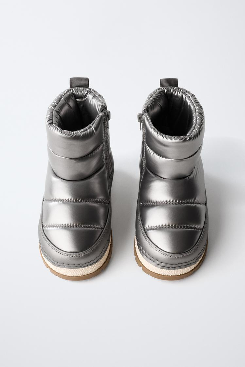 ZARA НЕЙЛОНОВЫЕ ЗИМНИЕ БОТИНКИ, СЕРЕБРЯНЫЙ