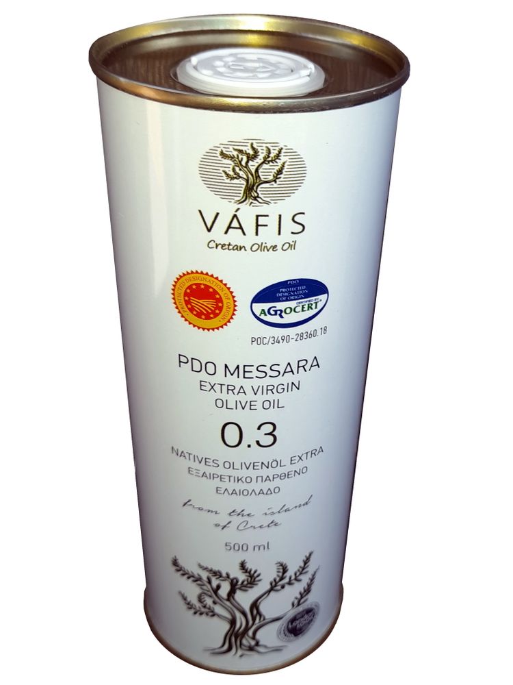 500 мл Масло оливковое Vafis PDO Messara 0.3% Extra Virgin Греция жесть
