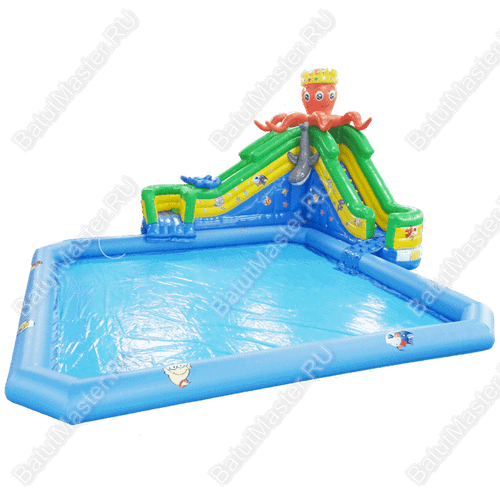 Надувной наземный аквапарк «Осьминог» 23*15*6 м на постоянном поддуве