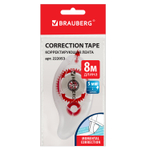 Корректирующая лента BRAUBERG "Red Power" 5 мм х 8 м в упаковке с европодвесом (6 штук в упаковке)