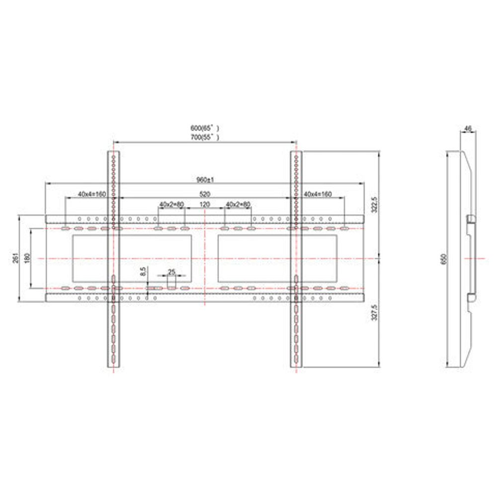 Кронштейн для интерактивных панелей от 55 до 70", PRESTIGIO, черный, PMBWMK