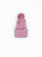 Шапка из смесовой шерсти с помпоном и двойным отворотом "Вереск" подростковая