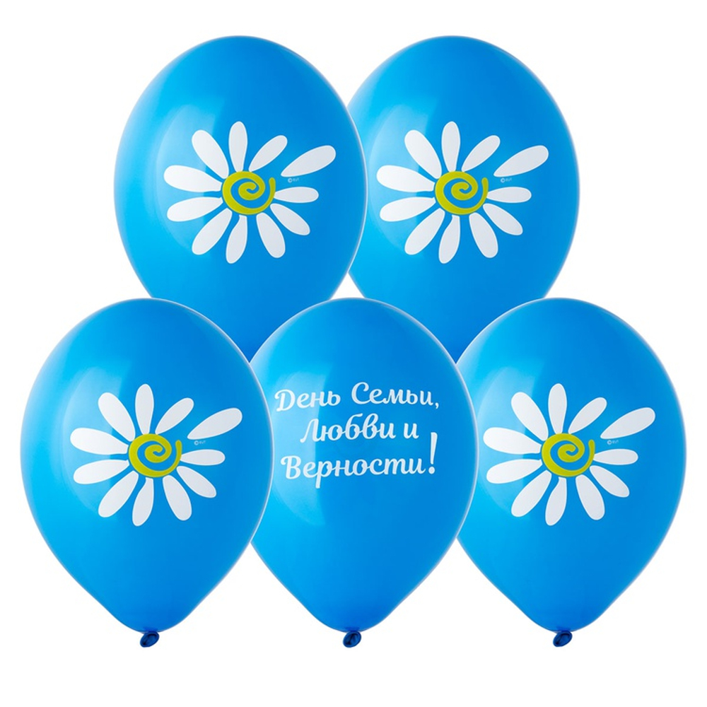Шар латексный 35см День Семьи (Синий)