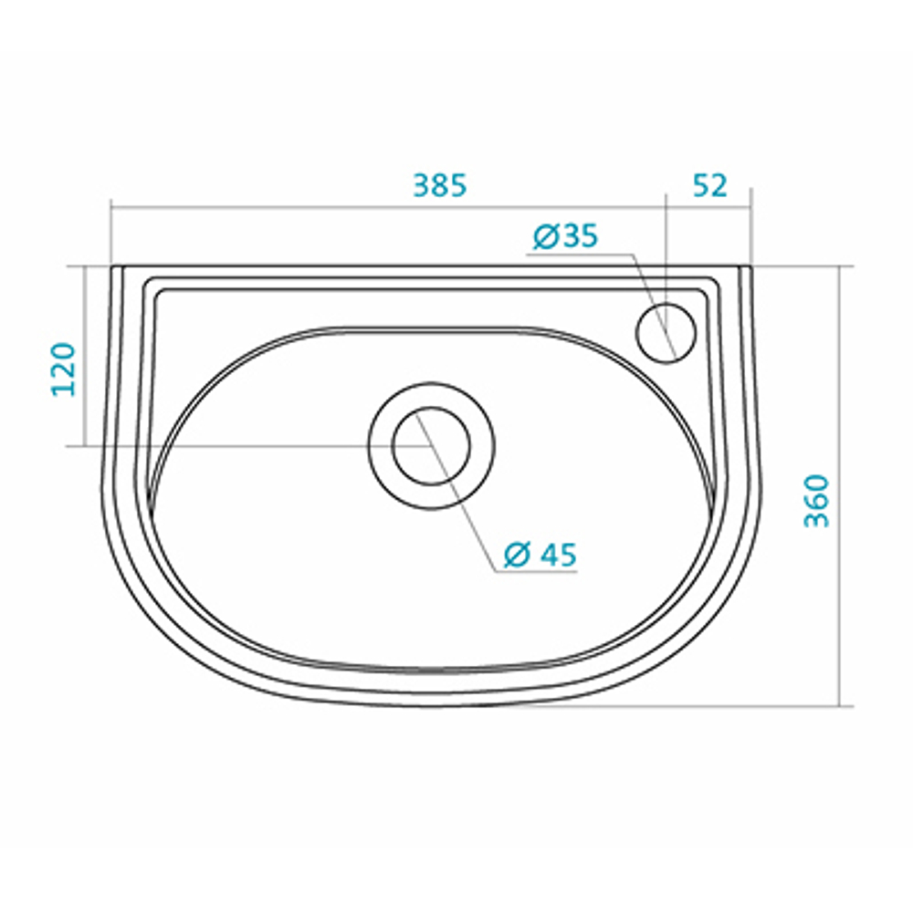 Мини-умывальник Santek БРИЗ (отверстие слева) 1.WH11.0.442 схема