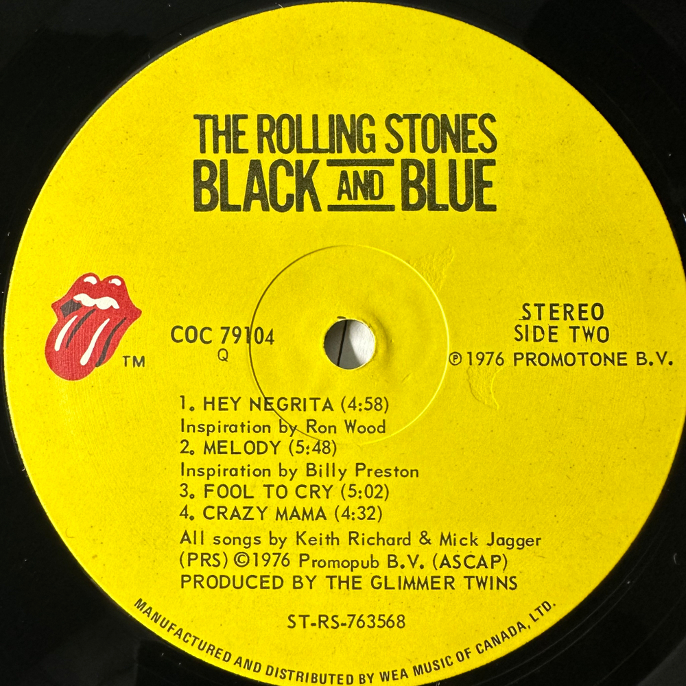 The Rolling Stones ‎– Black And Blue (Канада 1976г.)