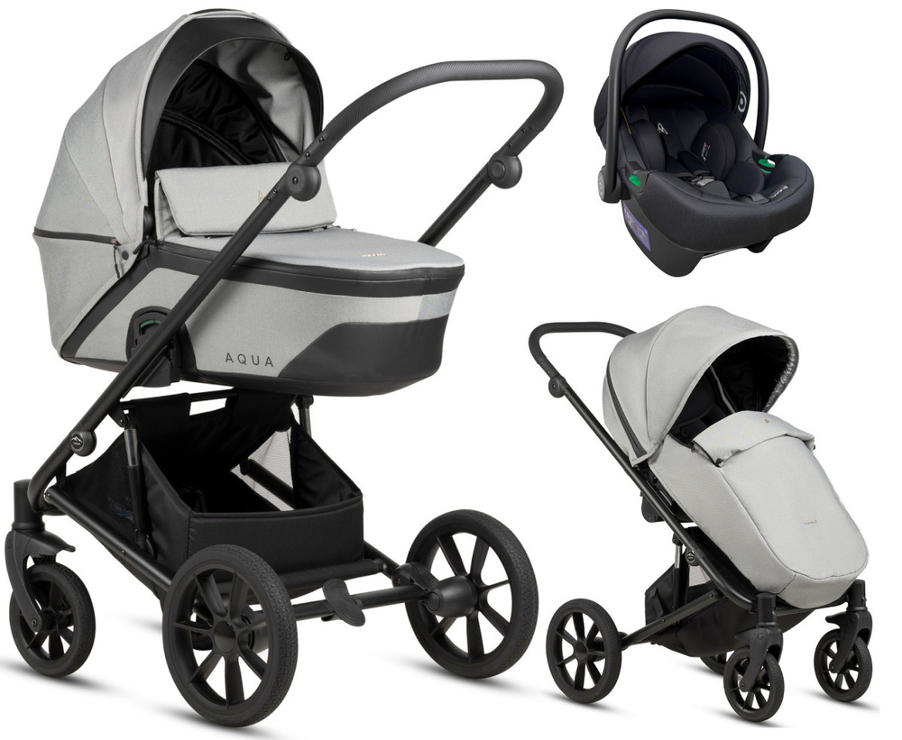 Детская коляска Noordi Aqua V2 3 в 1 с автокреслом Terra Edusky Black 1482602 Light Grey