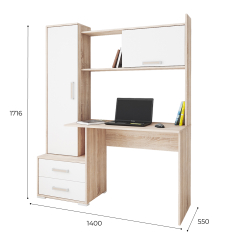 Стол компьютерный Квартет-9, дуб сонома/белый