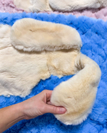 "Вязаный" детский плед из натурального меха рекс "Котик" 120х80 см (голубой)