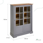 Шкаф витрина, 103х41х139, Лэйквью, буфет в кухню, сервант с 2 раздвижными дверями из массива дерева, MAKOSA