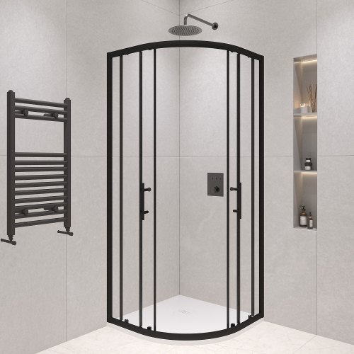 Душевой уголок полукруглый, стеклянный с раздвижными дверями на роликах - RGW PA-51B (Прозрачное, 800x800)