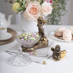 Сахарница стеклянная с крышкой Ангел Роуз Бронза