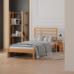 Кровать односпальная 90х200 Тарва из сосны с настилом, бейц