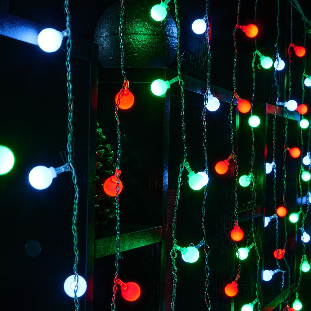 ULD-E2405-100-DTA MULTI IP20 RAINBOW Занавес светодиодный фигурный с контроллером Радуга. 16 нитей. 100 светодиодов. Размер 2.5х0.5м. Цвет свечения разноцветный. IP20. Провод прозрачный. Упаковка картон.