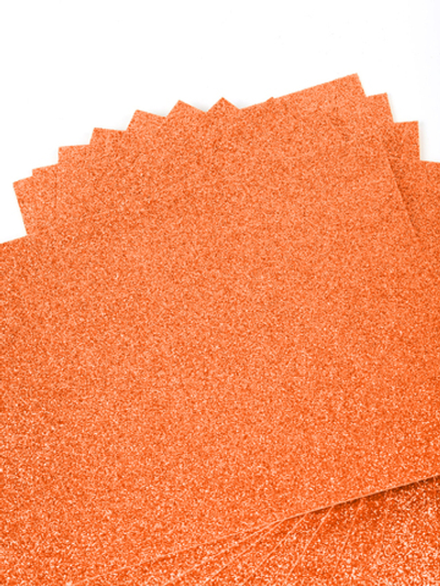 Фоамиран глиттерный, р. 20х30 см, 2 мм, оранжевый