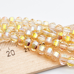 Бусины стекло, цвет желтый АВ, размер 4,5*6 мм, цена за отрезок 19 см (1/2 нити)