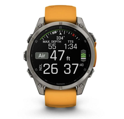 Умные часы Garmin Fenix 8, 47 мм, AMOLED, Sapphire Titanium with spark orange/graphite silicone band