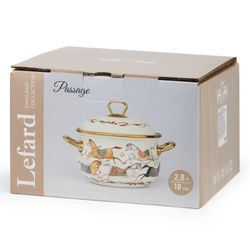 КАСТРЮЛЯ LEFARD ЭМАЛИРОВАННАЯ С КРЫШКОЙ, СЕРИЯ PASSAGE, 2,8Л, ДИА.18СМ ПОДХОДИТ ДЛЯ ИНДУК.ПЛИТ