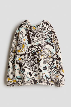 H&M Толстовка с капюшоном и принтом, белый