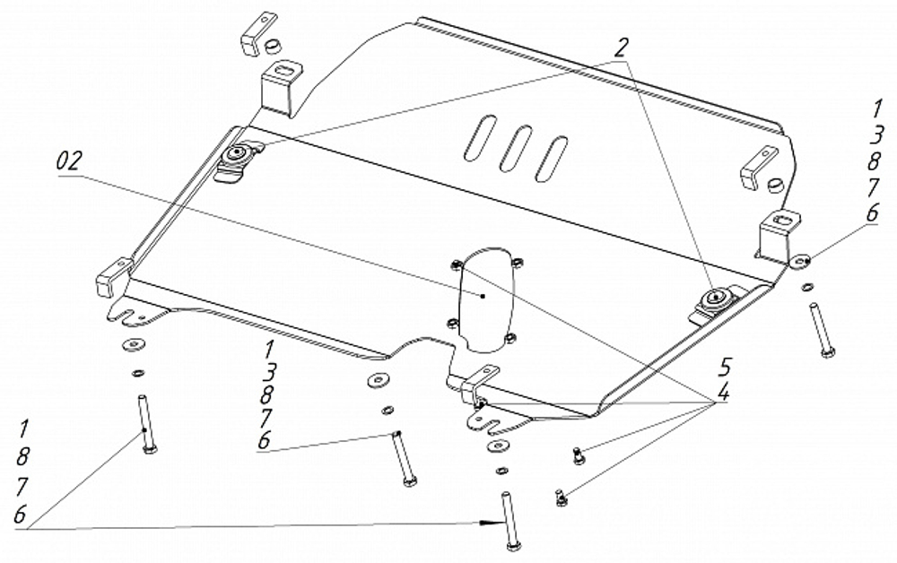 Защита картера двигателя, КПП. 3 мм, Сталь. для Lexus RX 200t 2016-2018, Motodor.15012