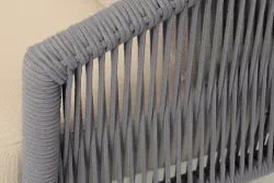 "Верона" кресло плетеное из роупа, каркас алюминий светло-серый (RAL7035) муар, роуп светло-серый круглый, ткань Mossle светло-бежевая