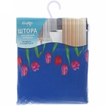 Штора для ванной полиэстер 180*180"Селфи» Тюльпаны (с утяжелителем)