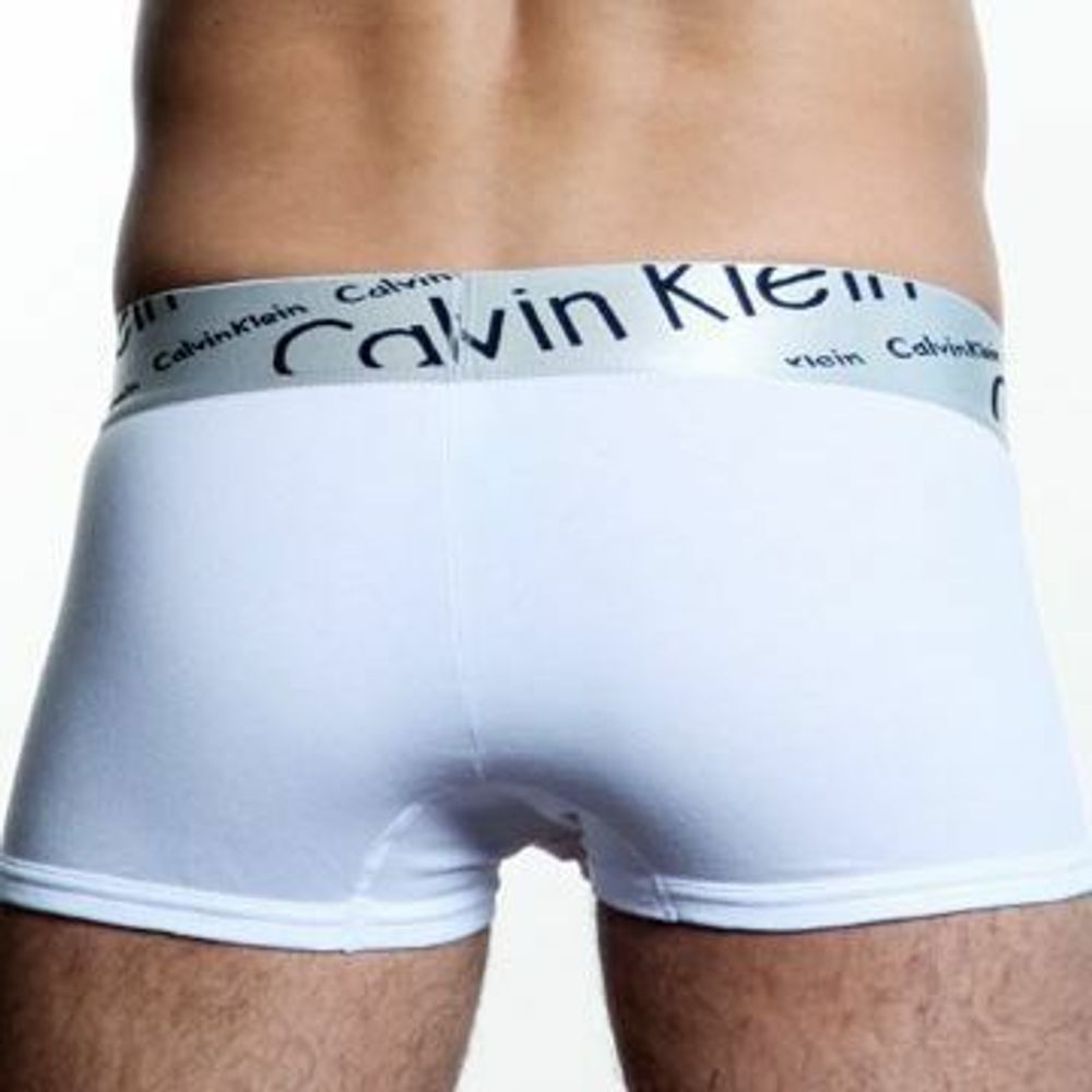 Мужские трусы боксеры белые с косой резинкой Calvin Klein Steel Boxer Italics White