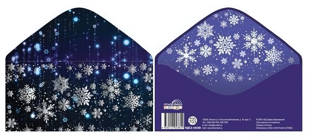 Конверт для денег на склейке без текста 170х82мм "Снежинки" (Сфера)