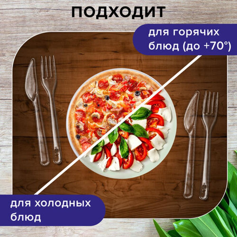 Нож одноразовый пластиковый 180 мм, прозрачный, КОМПЛЕКТ 50 шт., ЭТАЛОН, WELDAY, 607843