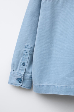 ZARA ХОЛЩОВАЯ КУРТКА-РУБАШКА, СИНИЙ