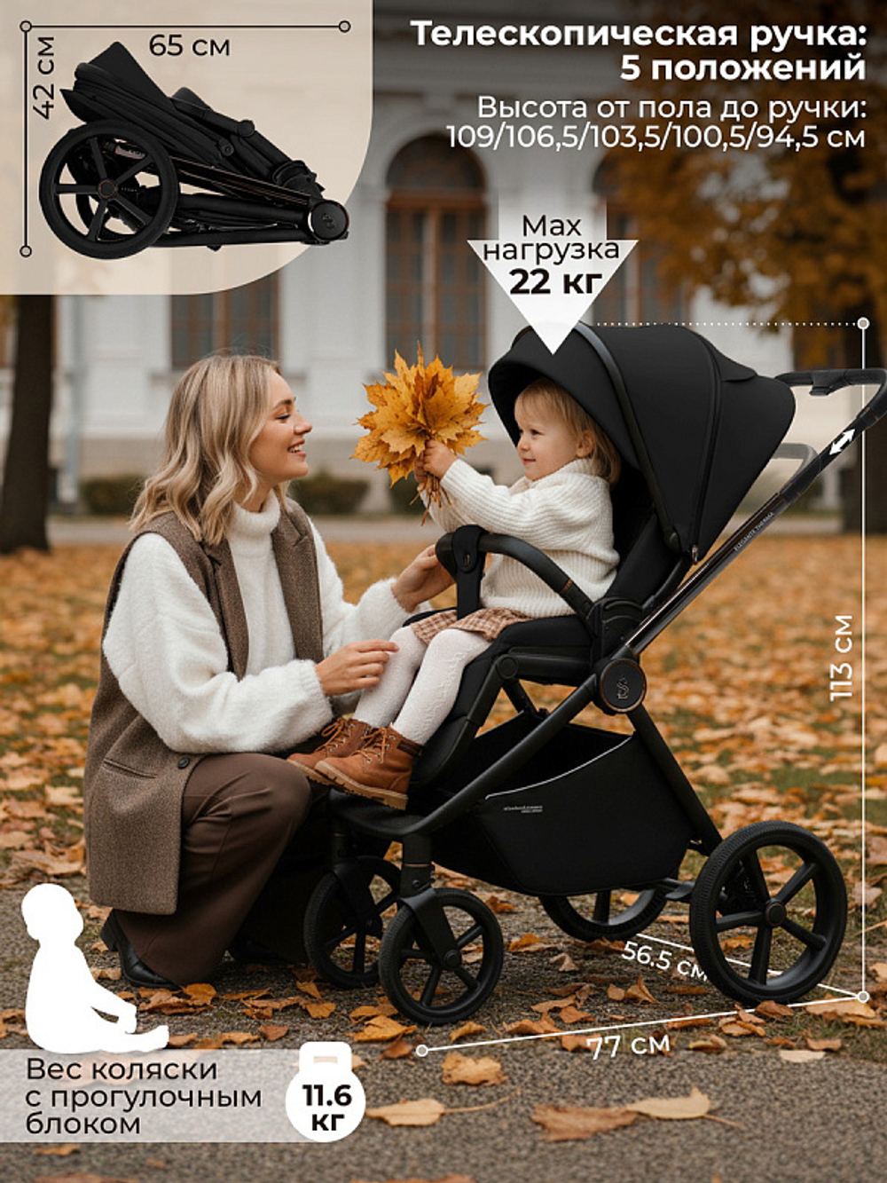Детская коляска Sweet Baby Elegante Therma SBL 2 в 1 Black
