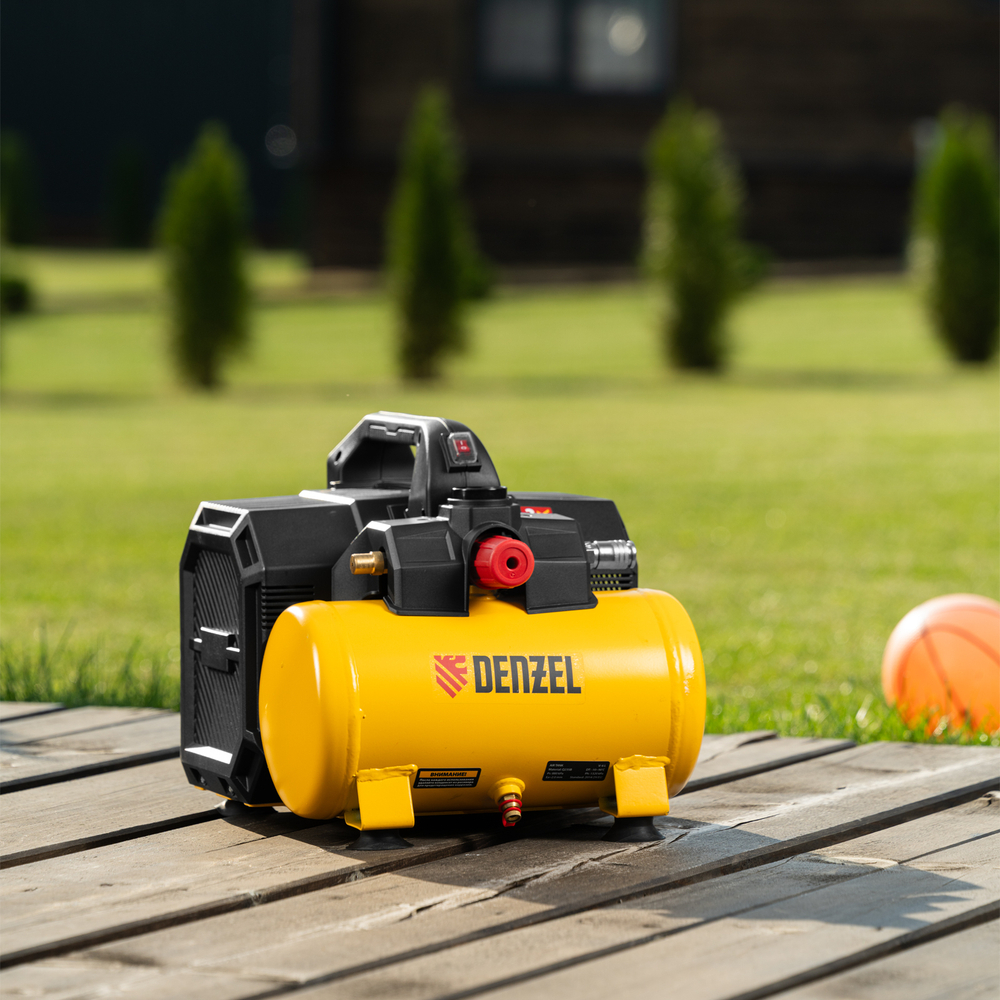 Компрессор  DLS750/6 безмасляный малошумный 750 Вт, 140 л/мин,ресивер 6 л Denzel