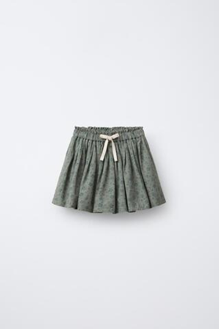 ZARA ЮБКА-ШОРТЫ С ЦВЕТОЧНЫМ ПРИНТОМ, ЗЕЛЕНЫЙ/СЕРЫЙ