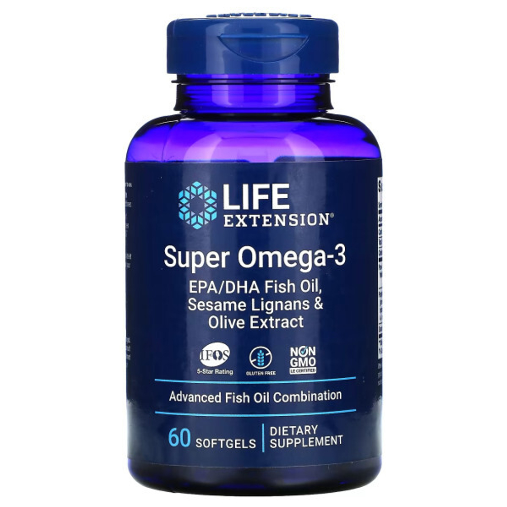 Life Extension Super Omega-3 60 softgels, Омега 3, Рыбий жир