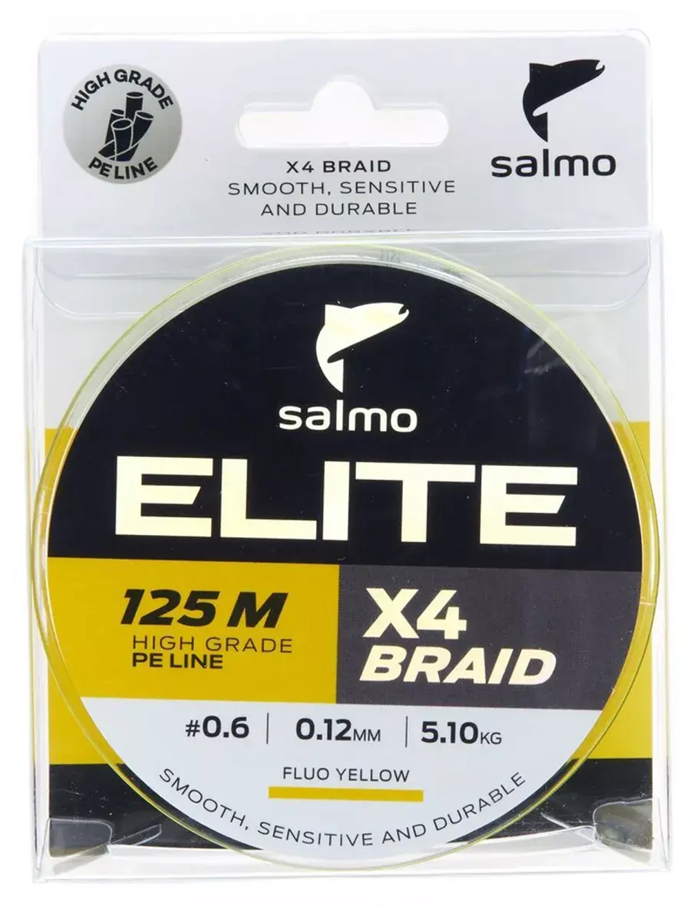 Плетеный шнур Elite х4 BRAID Fluo Yellow 125/012