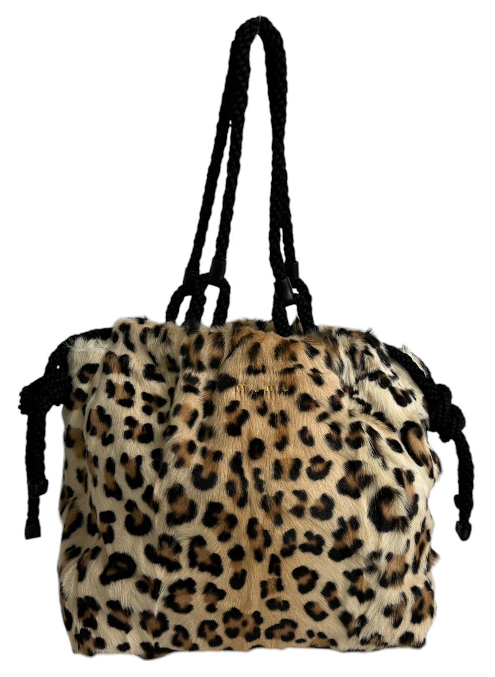 Сумка Miu Miu brown leopard fur tote bag black beige