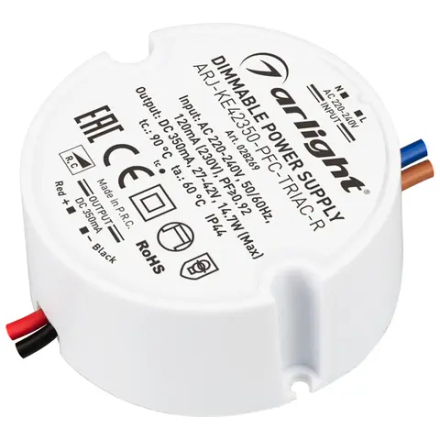 Блок питания ARJ-KE42350-PFC-TRIAC-R (15W, 350mA) (Arlight, IP44 Пластик, 5 лет) 028269