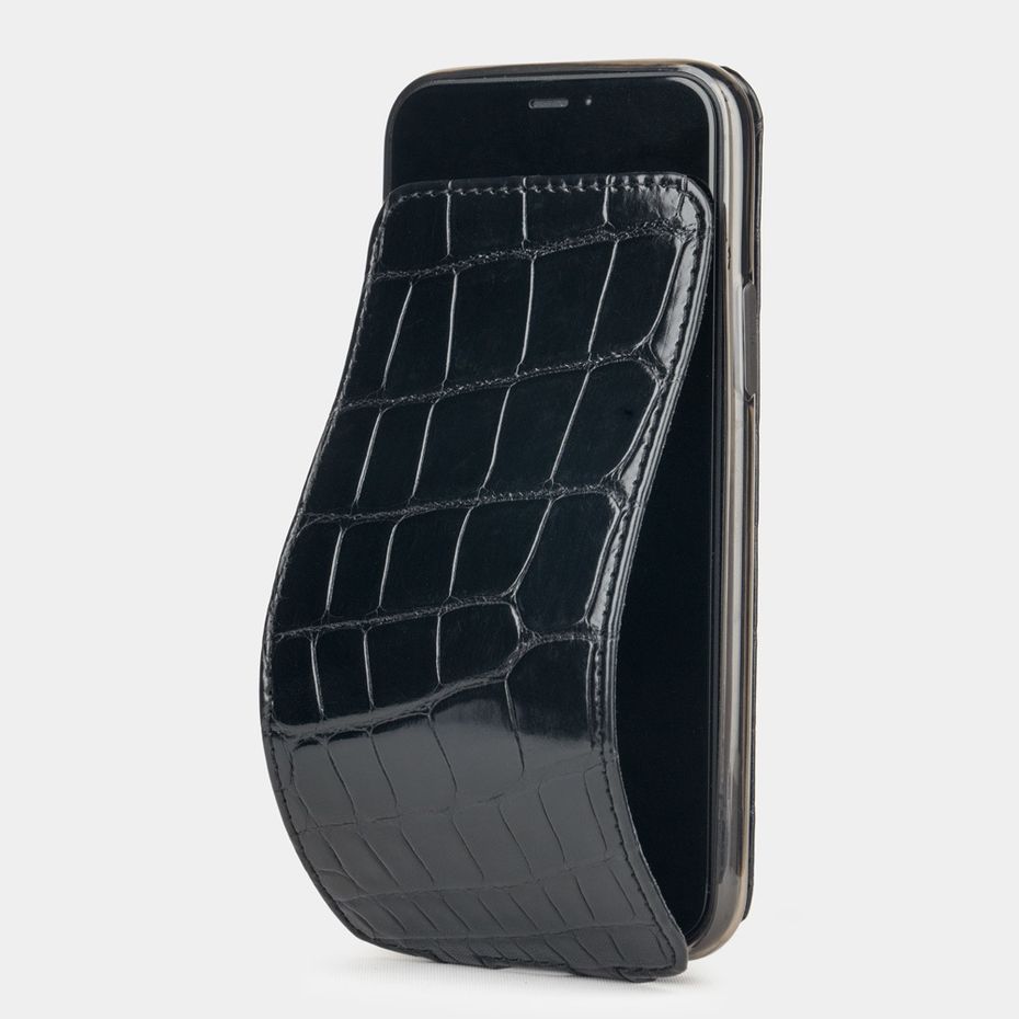 Special order: Чехол для iPhone 11 Pro из натуральной кожи крокодила, цвета черный лак