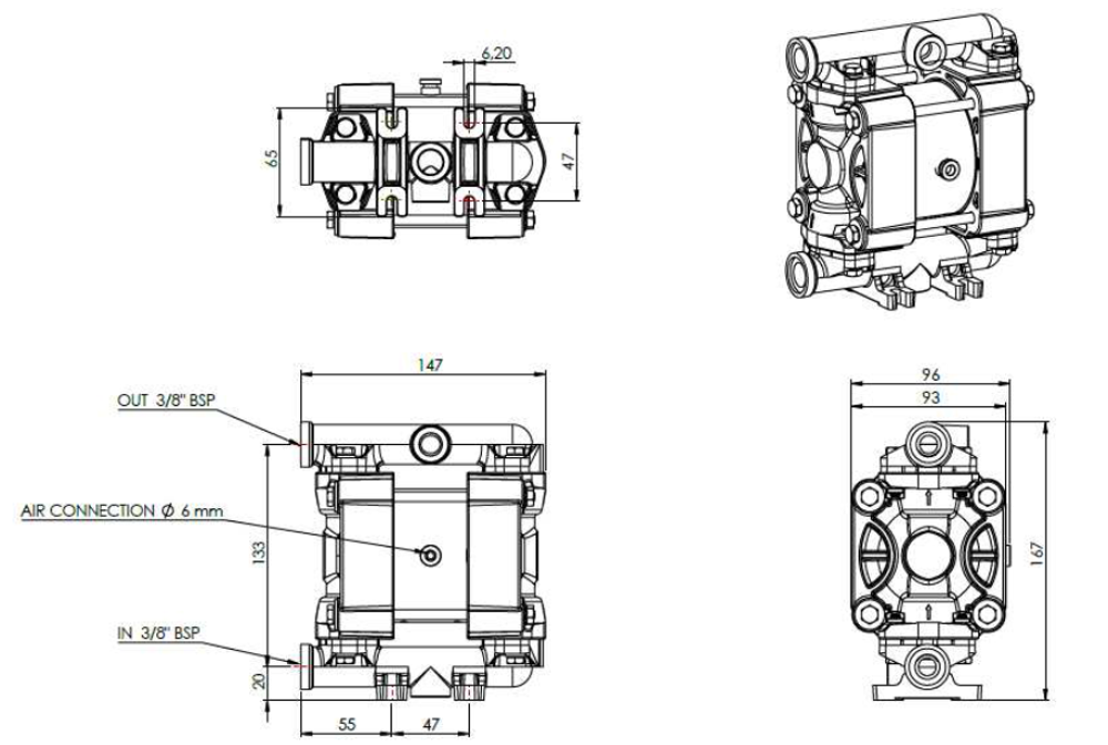 Yartek AF0018 - мембранный пневматический насос
