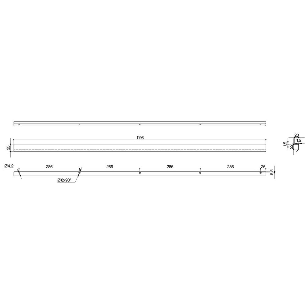 Ручка-профиль накладная L.1196мм, отделка белый бархат (матовый)